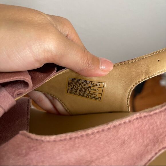 Ugg Wedges Camilla Bow Espadrille Sandal Pink Leather Slingback Size 7.5 - Picture 4 of 6